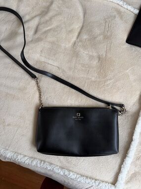 kate spade Black Leather Crossbody with Chain Strap